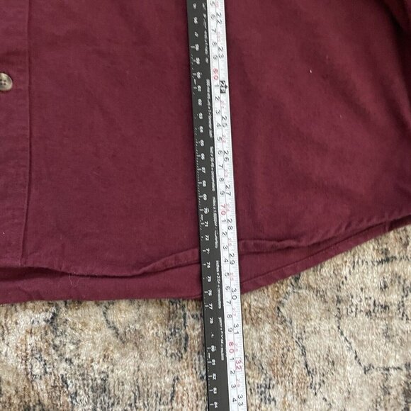 Cabelas Mens Deerskin Soft Chamois Button Flannel Shirt Size L Hunting Wine Red - Picture 9 of 10